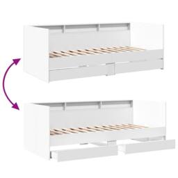 Berkfield Home Versatile Daybed with Drawers without Mattress White 75x190 cm Sm - thumbnail 8