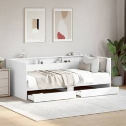 Berkfield Home Versatile Daybed with Drawers without Mattress White 75x190 cm Sm - thumbnail 2