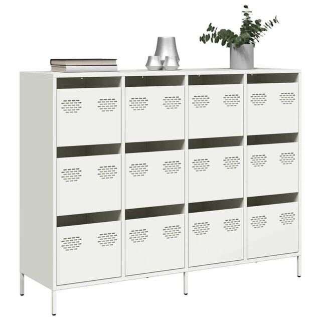 Berkfield Home Sideboard White 135x39x103.5 cm Cold-rolled Steel - image 1