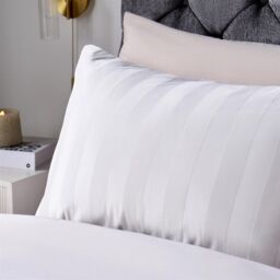 OHS Velvet Stripe Super Soft Duvet Cover Bedding Set in Cream - Size: Double - thumbnail 3