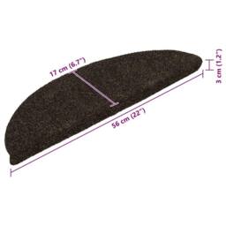 Berkfield Home Self-adhesive Stair Mats 15pcs Dark Brown 56x17x3cm Needle Punch - Size: Medium - thumbnail 8