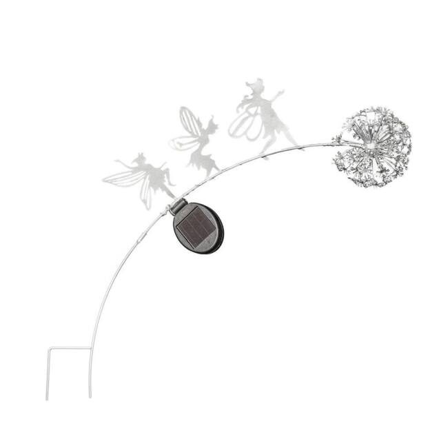 VOGREX 70cm Solar Dandelion Fairy Light Metal Garden Stake Ornament Light in Silver - image 1