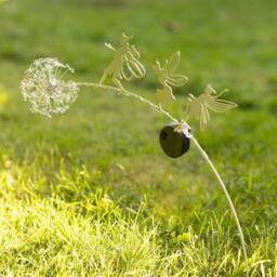 VOGREX 70cm Solar Dandelion Fairy Light Metal Garden Stake Ornament Light in Silver - thumbnail 4