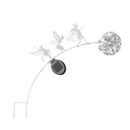VOGREX 70cm Solar Dandelion Fairy Light Metal Garden Stake Ornament Light in Silver