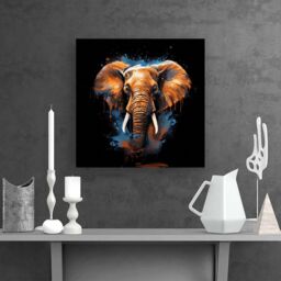 Warren Reed - Designer Splashart Elephant Blue Canvas - Size: w10 inch x h10 inch - thumbnail 2