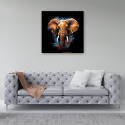 Warren Reed - Designer Splashart Elephant Blue Canvas - Size: w10 inch x h10 inch - thumbnail 4