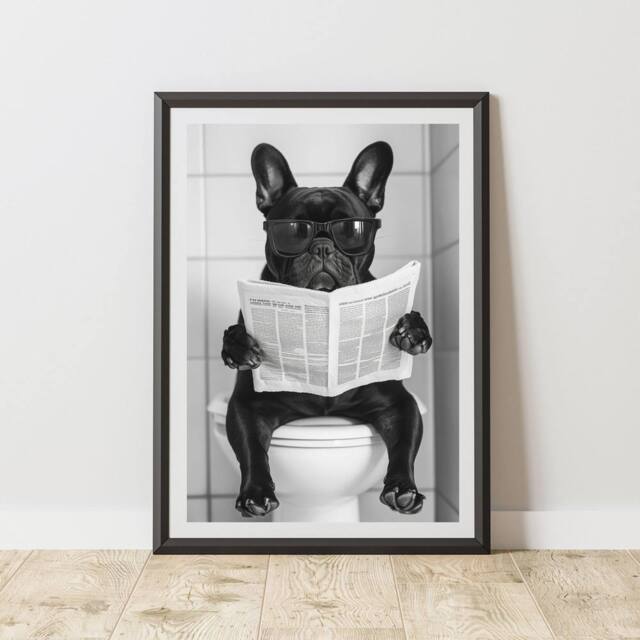 60 SECOND MAKEOVER French Bulldog Newspaper Toilet Animal Print - Size: A4 - image 1