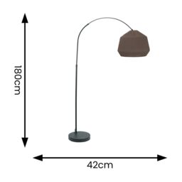 ValueLights Louis Black Arched Curved Floor Lamp with Natural Rope Pendant Lamp Shade in Brown - thumbnail 5