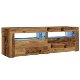 Berkfield Home Bedside Cabinets 2 pcs with LEDs Old Wood 60x35x40 cm in Brown - Size: 60 x 35 x 40 cm - thumbnail 3