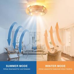 NIVOR 53cm Boho Rattan Farmhouse Caged Reversible Ceiling Fan with Light in Natural - thumbnail 6