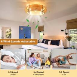 NIVOR 53cm Boho Rattan Farmhouse Caged Reversible Ceiling Fan with Light in Natural - thumbnail 3