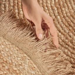 THE RUGS Braided Reversible Jute Round Nuru Gold Handwoven Living Room Rug - Size: 150 cm diameter - thumbnail 6