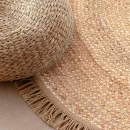 THE RUGS Braided Reversible Jute Round Nuru Gold Handwoven Living Room Rug - Size: 150 cm diameter - thumbnail 2