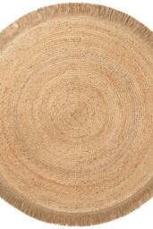 THE RUGS Braided Reversible Jute Round Nuru Gold Handwoven Living Room Rug - Size: 150 cm diameter - thumbnail 1