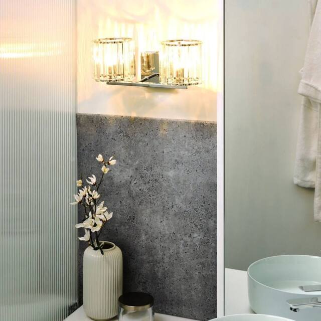 Wyld and Coco Wall Lamp Silver Iron Crystal Glass Shades Geometric Modern Wall - image 1