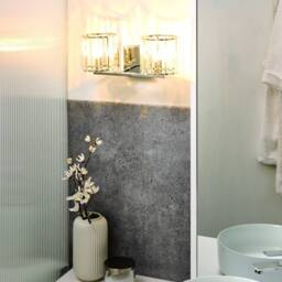Wyld and Coco Wall Lamp Silver Iron Crystal Glass Shades Geometric Modern Wall - thumbnail 1