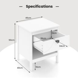 Gymax 2-Tier End Table Wooden Side Table With Drawer & Open Shelf Nightstand in White - thumbnail 5