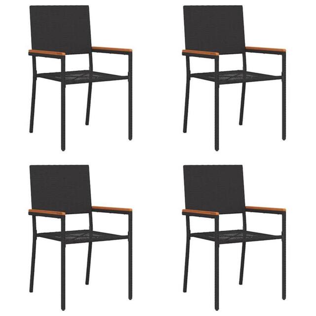 Berkfield Home Outdoor Chairs 4 pcs PE rattan, Solid acacia wood in Black - image 1
