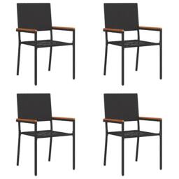Berkfield Home Outdoor Chairs 4 pcs PE rattan, Solid acacia wood in Black - thumbnail 1