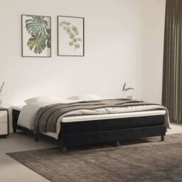 Berkfield Home Box Spring Bed Frame Black 180x200 cm Super King Velvet - thumbnail 2