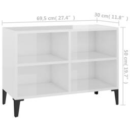 Berkfield Home TV Cabinet with Metal Legs High Gloss White 69.5x30x50 cm - thumbnail 6