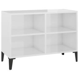 Berkfield Home TV Cabinet with Metal Legs High Gloss White 69.5x30x50 cm - thumbnail 3