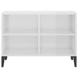Berkfield Home TV Cabinet with Metal Legs High Gloss White 69.5x30x50 cm - thumbnail 4