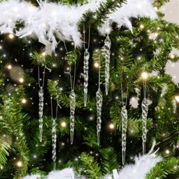 Melody Maison Set Of 8 Small Clear Acrylic Icicles - 13cm - thumbnail 5