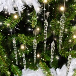 Melody Maison Set Of 8 Small Clear Acrylic Icicles - 13cm - thumbnail 6
