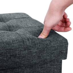 Dprodo Linen Storage Ottoman Folding Foot Rest Stool, 38cm x 38cm x 38cm in Dark Grey - Size: 38 cm x 38 cm x 38 cm - thumbnail 5