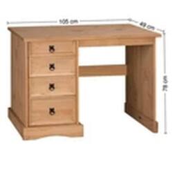 EONLION Solid Pine 4 Drawer Dressing Table Dresser Wooden Desk in Brown - thumbnail 2