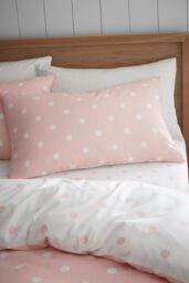 Catherine Lansfield 'Brushed Polka Dot' Cotton Reversible Duvet Cover Set in Pink - Size: King - thumbnail 3