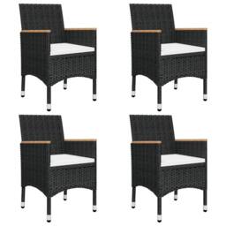 Berkfield Home 5 Piece Garden Dining Set with Cushions Black - thumbnail 1