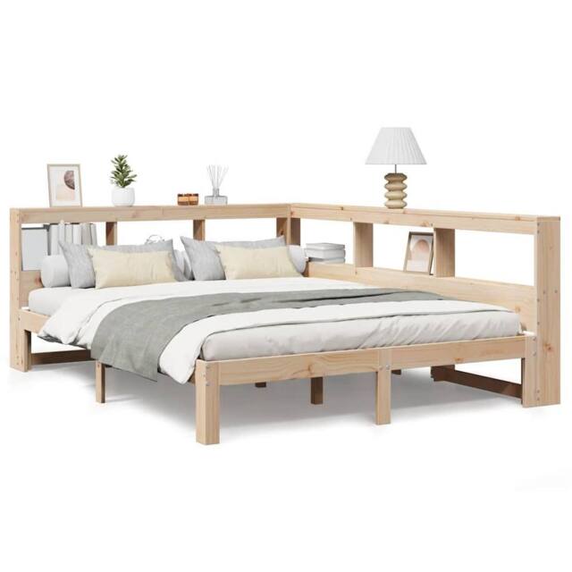 Berkfield Home Bookcase Bed without Mattress 160x200 cm Solid Wood Pine in Brown - image 1