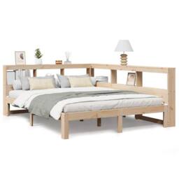 Berkfield Home Bookcase Bed without Mattress 160x200 cm Solid Wood Pine in Brown - thumbnail 1