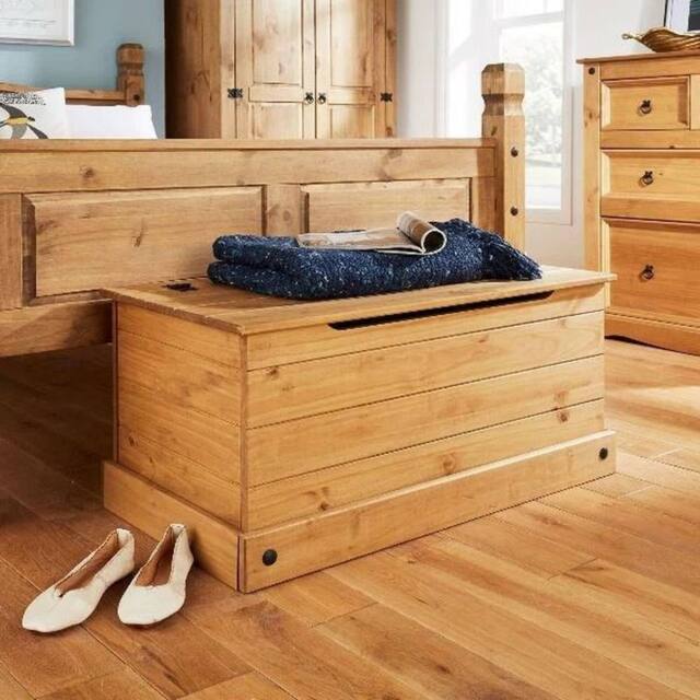Havendro Ottoman Single Bedding Box Toy Chest Mexican Style in Tan - image 1