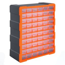 DURHAND 60 Drawers Parts Organiser Wall Mount Storage Cabinet Nuts Bolts Tools in Orange - thumbnail 2