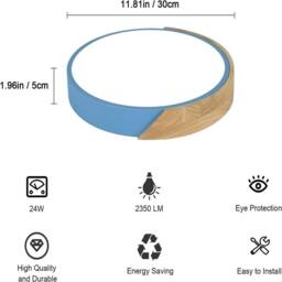 EONLION Modern Flush LED Ceiling Light Cool White 24W Round Blue Ceiling Lamp - thumbnail 2