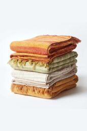 Homescapes Bed Sofa Throw Cotton Chenille Tie Dye in Green - Size: 220 cm x 240 cm - thumbnail 6