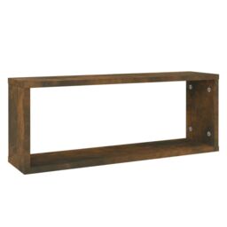 Berkfield Home Wall Cube Shelves 2 pcs Smoked Oak 60x15x23 cm Engineered Wood in Brown - Size: 60 x 15 x 23 cm - thumbnail 3