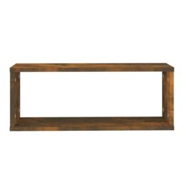 Berkfield Home Wall Cube Shelves 2 pcs Smoked Oak 60x15x23 cm Engineered Wood in Brown - Size: 60 x 15 x 23 cm - thumbnail 4