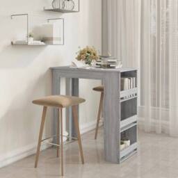 Berkfield Home Modern Bar Table with Storage Rack Grey Sonoma 102x50x103.5cm Eng - Size: 102x50x103.5 cm - thumbnail 2