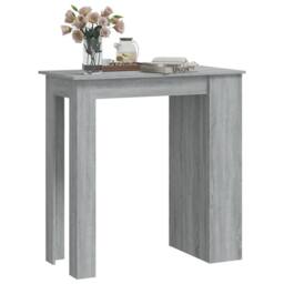 Berkfield Home Modern Bar Table with Storage Rack Grey Sonoma 102x50x103.5cm Eng - Size: 102x50x103.5 cm - thumbnail 4