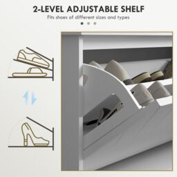 HOMCOM Upholstered Shoe Bench with Flip Drawer Cushion for 10 Pairs of Shoes in White - thumbnail 5