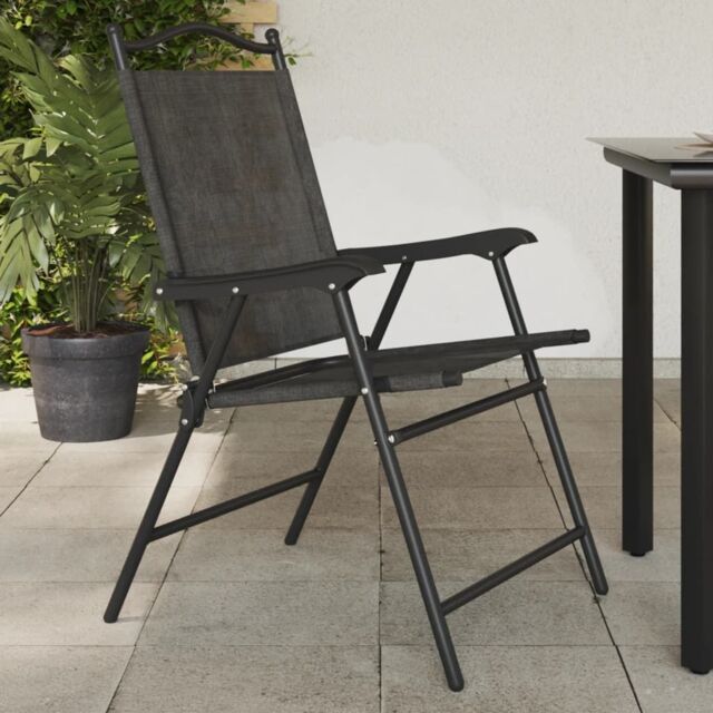 Berkfield Home Folding Garden Chairs 4 pcs Melange Grey Steel & Textilene - image 1