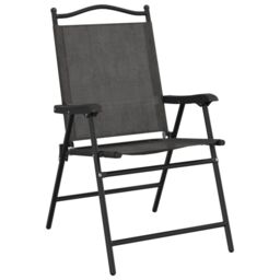 Berkfield Home Folding Garden Chairs 4 pcs Melange Grey Steel & Textilene - thumbnail 4