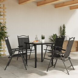 Berkfield Home Folding Garden Chairs 4 pcs Melange Grey Steel & Textilene - thumbnail 3
