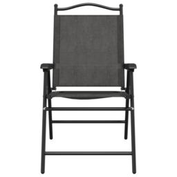 Berkfield Home Folding Garden Chairs 4 pcs Melange Grey Steel & Textilene - thumbnail 5