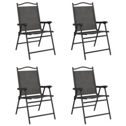 Berkfield Home Folding Garden Chairs 4 pcs Melange Grey Steel & Textilene - thumbnail 2