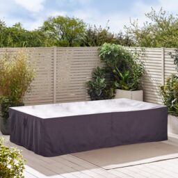 FurnitureboxUK Montenegro White Metal 6 Seat Outdoor Garden Sofa Set, Taupe Cushions, 6 seat corner sofa + metal coffee table in Grey - thumbnail 8